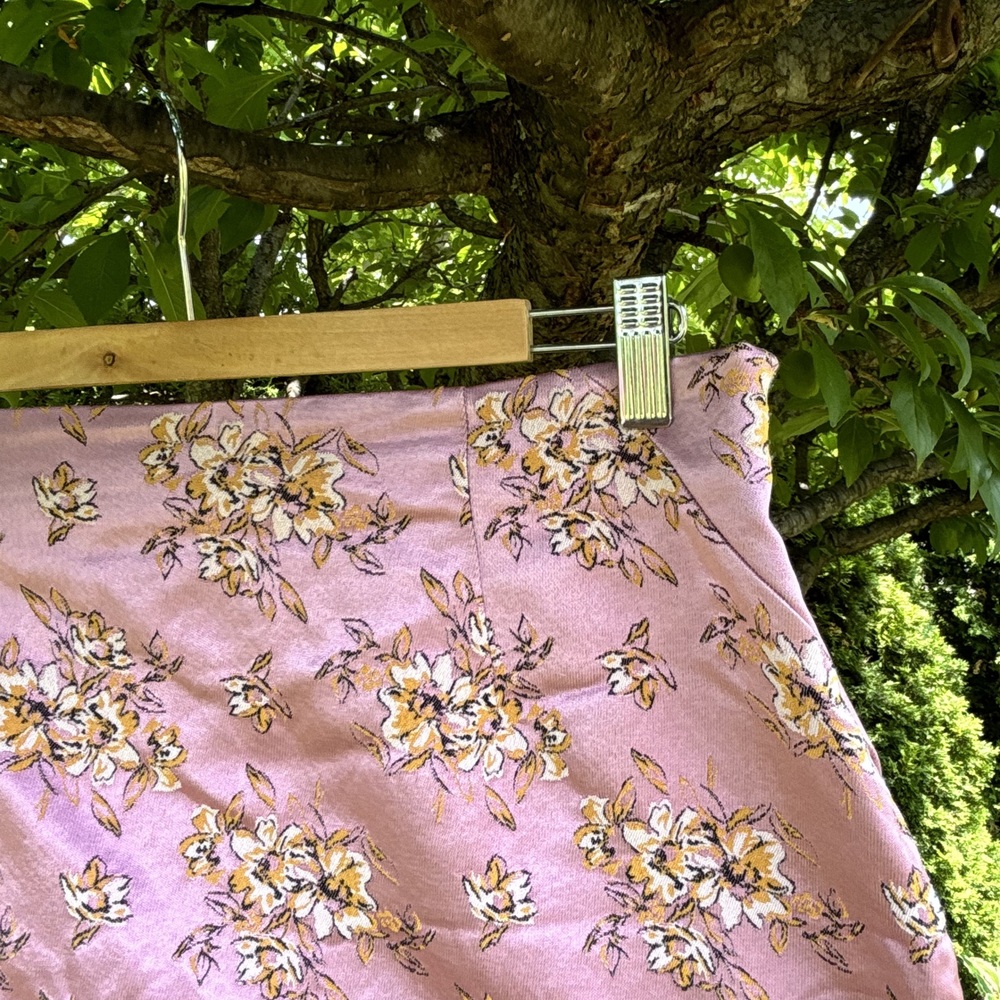 Pink Floral Satin Mini Skirt - Picture 3 of 5